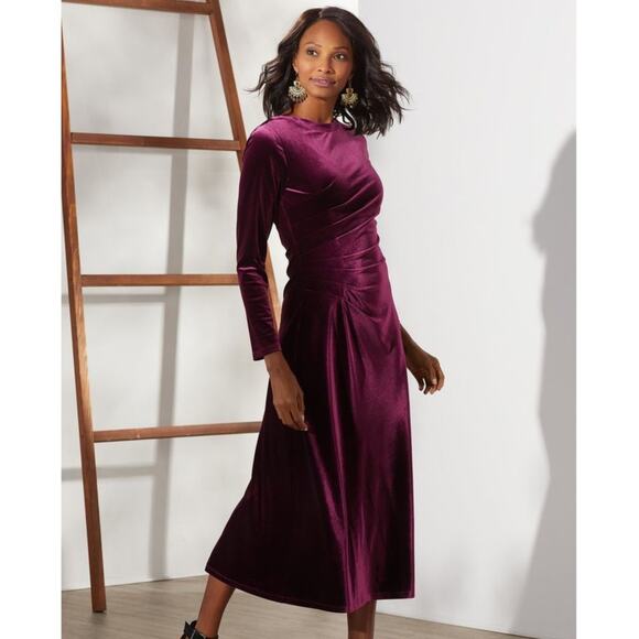 Soft Surroundings Dresses & Skirts - Soft Surroundings SZ XL Lisabetta GORGEOUS Purple Velvet Dress Long Sleeve EUC